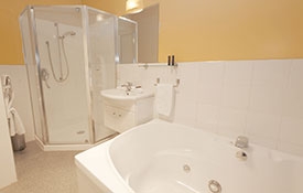 bathroom in two-bedroom motel